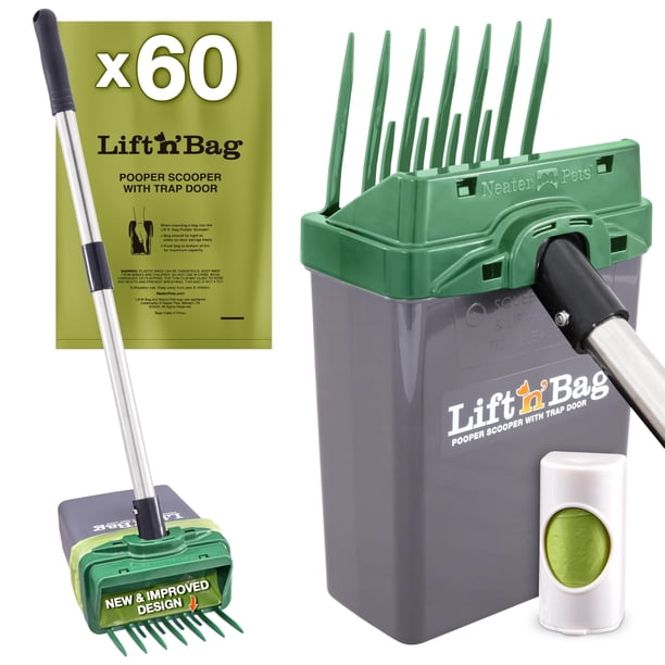 Recogedor de excremento para perros Neater Pet Lift N’ Bag, mango de 22" y 60 bolsas
