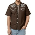 thumbnail image 4 of XDZJLR Mens T Shirts Western Cowboy Embroidered Short Sleeve Lapel Slim Fit Casual Button Down With Pockets Tees, 4 of 4