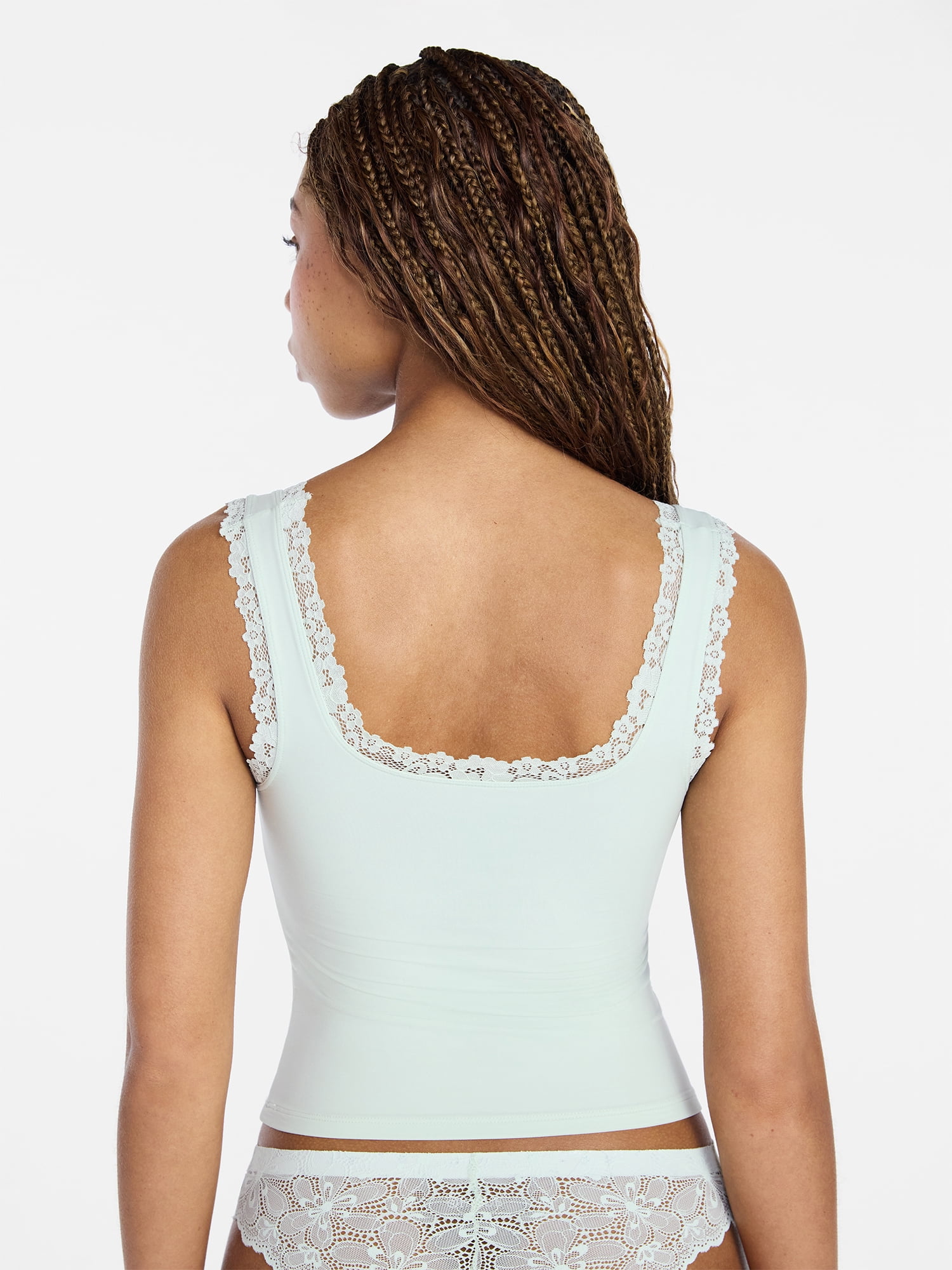No Boundaries Fit Stretch Lace Trim Tank Top, Women's XS-XXXL
