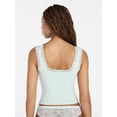 thumbnail image 3 of No Boundaries Fit Stretch Lace Trim Tank Top, Women's XS-XXXL, 3 of 5