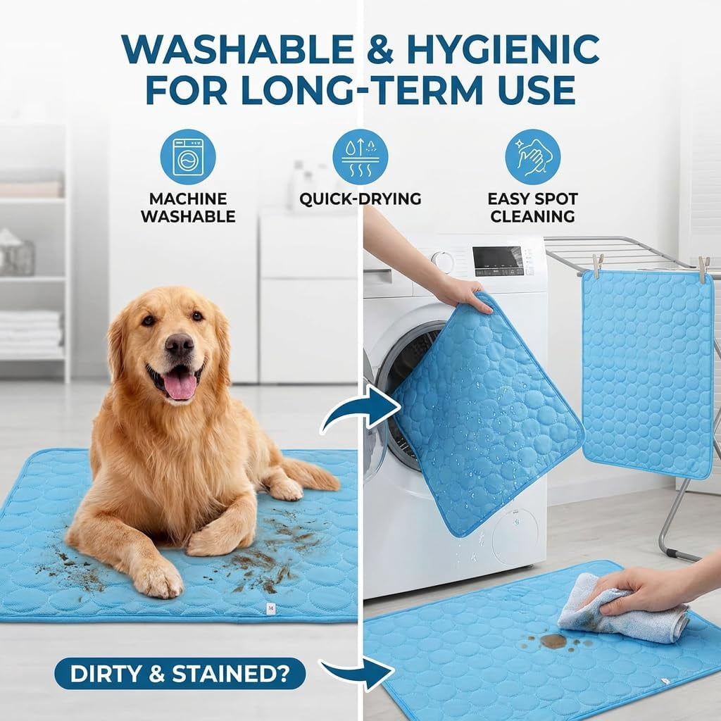 Chillpaws Cooling Mat, Self-Cooling Pet Mat, Washable Portable Coolings Pad for Dogs Cats, Ice Silk Self Cooling Foldables Mat