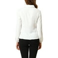 thumbnail image 3 of Unique Bargains Women's Turn Down Collar Button Up Lace Decor Long Sleeve Shirts, 3 of 7
