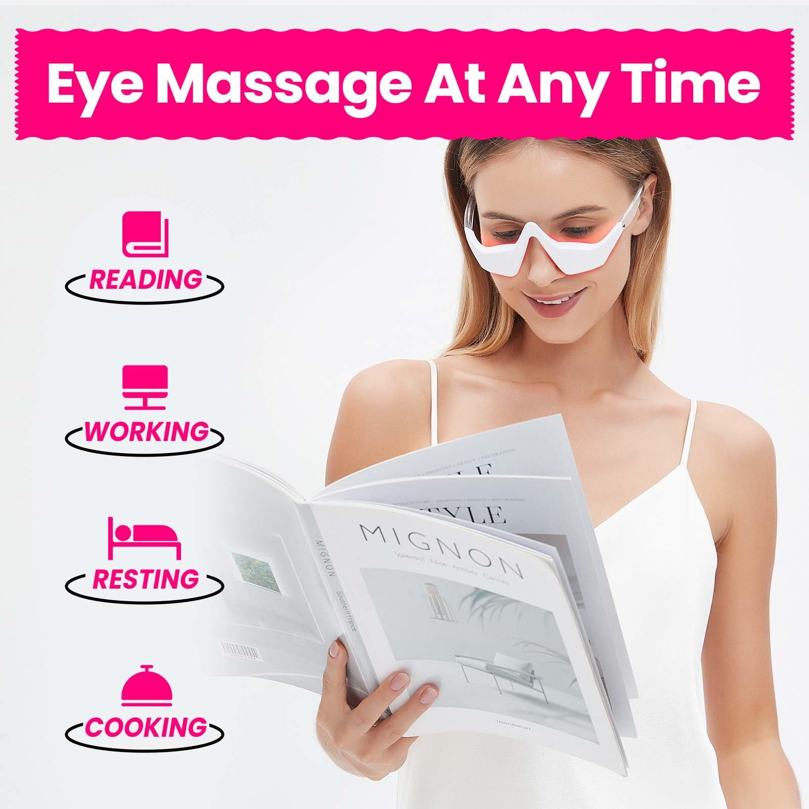 Anglink Red Light Wrinkle Therapy Glasses,Eye Massager,Microcurrent Facial Device,Used for Removing Eye Wrinkles, Relieving Eye Fatigue and Removing Dark Circles.LED Eye Perfector.