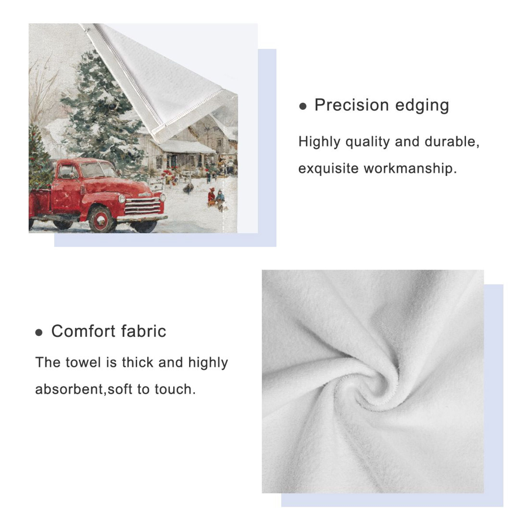 3 Piece Bath Towels Set Bath Towel, Hand Towel and Face Towel for Bathroom, Gym, Hotel Truck with Christmas Decorations