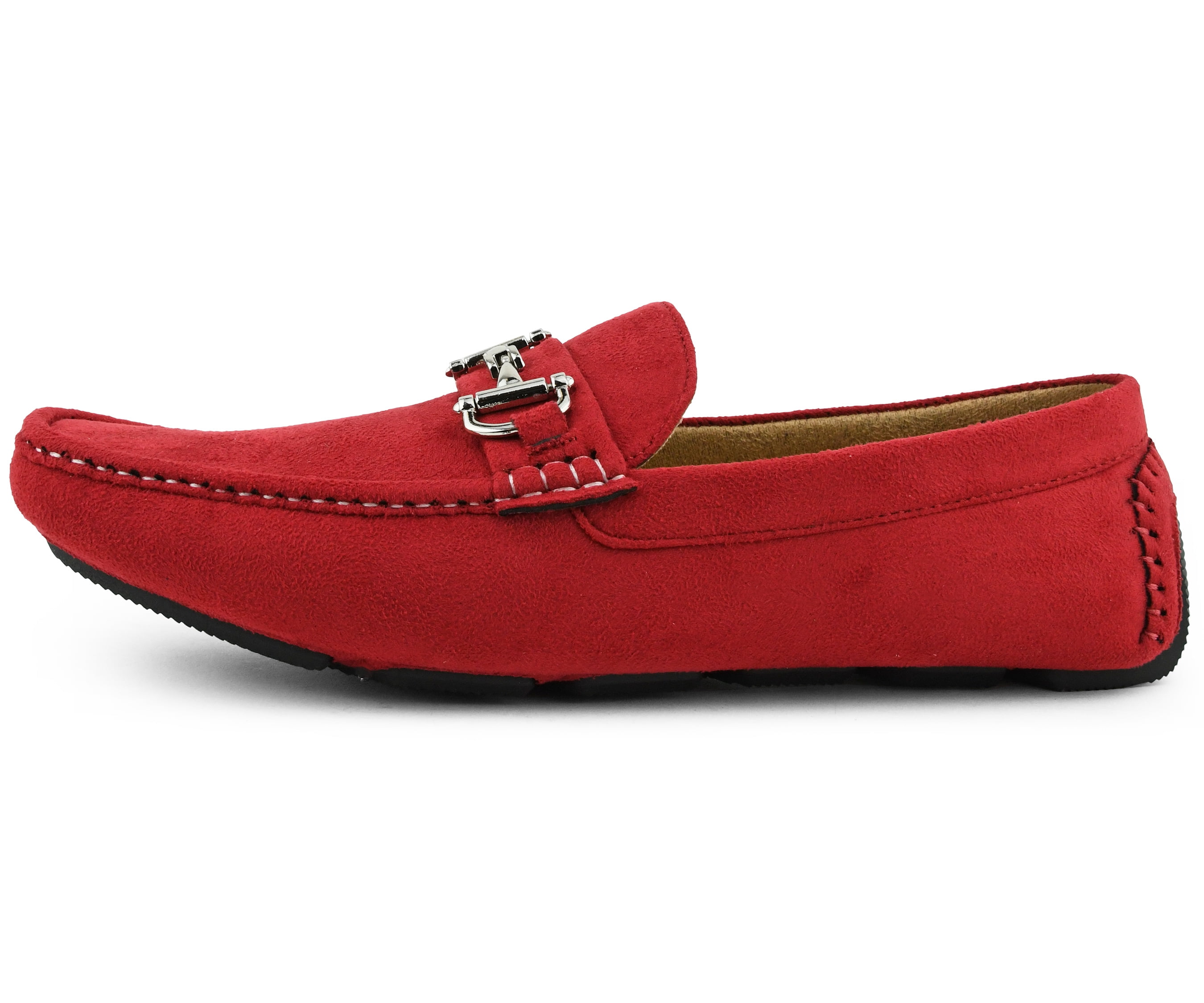 Amali Mens Slip on Casual Driving Loafers with Buckle Red Size 10.5, Men's