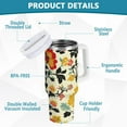 thumbnail image 2 of Yayeee 40oz Double-Wall Insulated Stainless Steel Tumbler with Handle Bottle, Beige Floral, 2 of 8