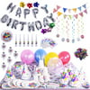 100PCs/Pack Birthday Party Decoration Theme Assorted Set - Silver Letter Star & Colorful Balloons, Confetti, Banner, Cup, Tablecloth, Napkin, Plates, Flags, Trumpets,Easter Egg Fillers