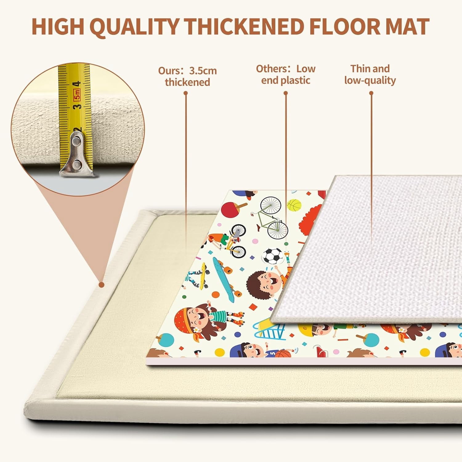 Baby Play Mat for Floor - 1.4" Thick Memory Foam Rug, 70"x60" Playpen Tummy Time Mat, Soft Velvet Nursery Rug, Large Padded Crawling Mat, Cushioned Pads for Playroom Toddlers, Infants, Yoga, Tatami