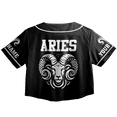 thumbnail image 3 of Lotusprinthandmade Personalized Aries Zodiac Crop Top Baseball Jersey XS-XL Multicolor, aries zodiac crop top shirt, aries zodiac crop top baseball jersey, 3 of 5