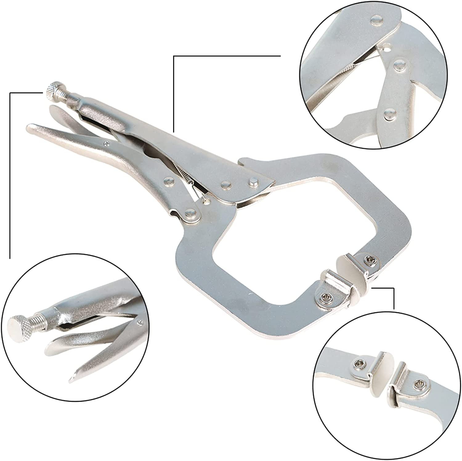 ALL-CARB 10 Pack 11 Inch Locking C-Clamp Adjustable Pliers, C-Pliers Welding Clamps Set with Swivel Pad Vise Jaws for Home & Workshop Use