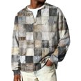 thumbnail image 2 of Nokdvo Waffle Shirts for Men Long Sleeve Sherpa Plaid 1/4 Button Up Henley Casual Sweaters Fall Winter Quilted Knit Solid Color Loose Tops,White M, 2 of 6