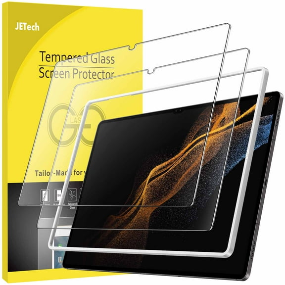 JETech Screen Protector for Samsung Galaxy Tab S8 Ultra (14.6-Inch, 2022 Model, SM-X900/SM-X906) with Easy Installation Frame, Tempered Glass Film, HD Clear, 2-Pack