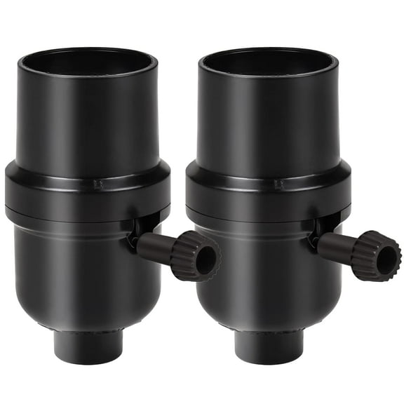 OHLGT 3-Way Lamp Socket Replacement,E26 Base UL Listed, Turn Knob for Low-Medium-High Light Settings, Lamp Parts for Table Lamp Repair(2 Packs Black)