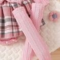 thumbnail image 5 of Kids Girl Pink Knit & Plaid Dress Set with Headband & Socks, Snap Crotch for Easy Diaper Change, Newborn Holiday Photo Outfit,Size 6-9 Months, 5 of 9