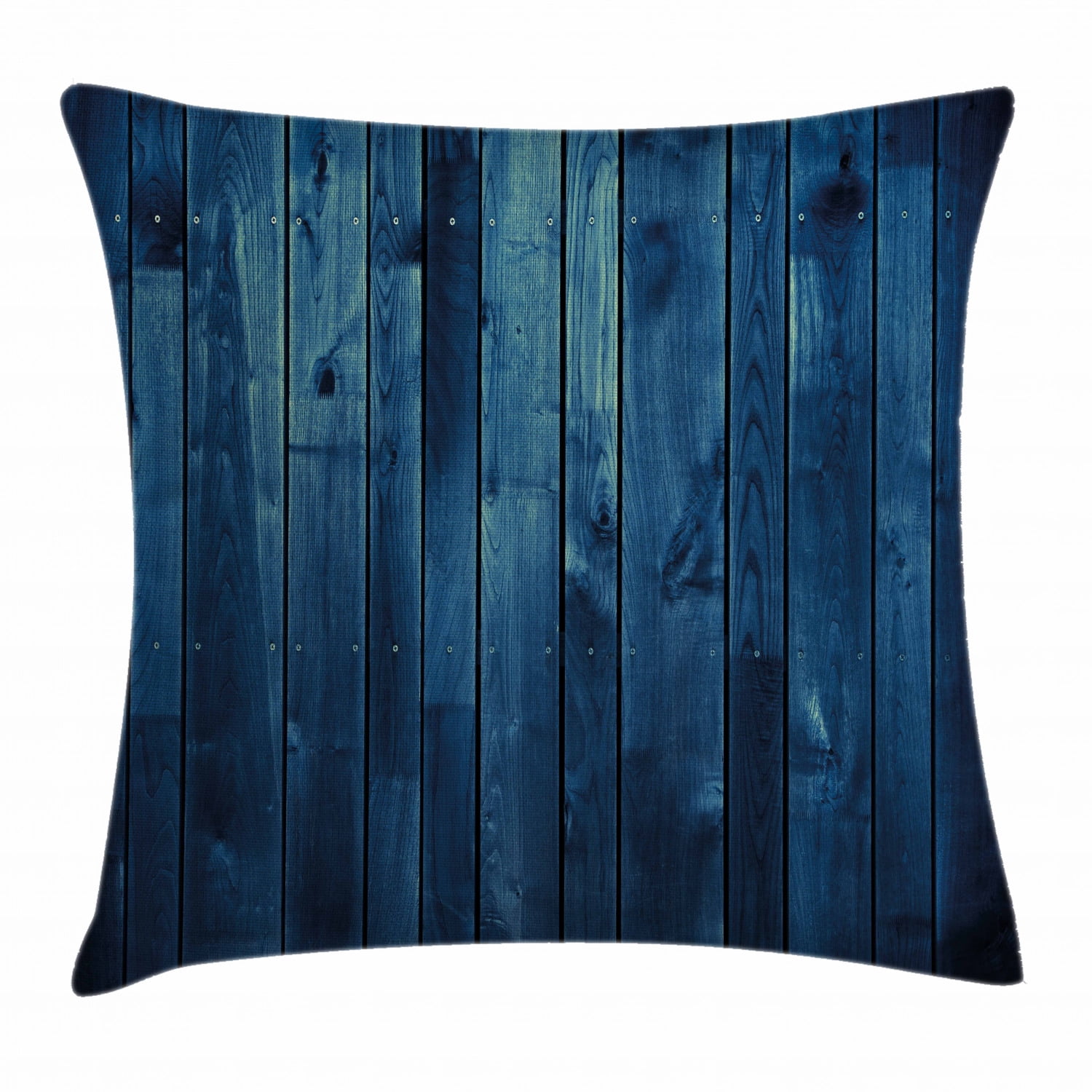 Dark Blue Throw Pillow Cushion Cover, Wooden Planks Texture Image Boards Floor Wall Lumber