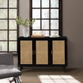 thumbnail image 2 of 43" Storage Sideboard Cabinet, Tina's Home 3 Rattan Doors Wooden Buffet Adjustable Shelves Bedroom, 2 of 8