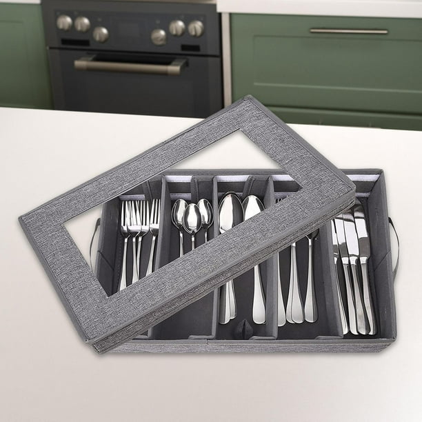 Caja de almacenamiento de utensilios caja organizadora de cubiertos con asas caja de almacenamiento de utensilios para cubiertos y cucharas perfecl caja de almacenamiento de cubiertos Bodega Aurrera e...