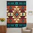 thumbnail image 3 of Turquoise Red Sheer Curtains 54 Inches Long, Southwest American Native Abstract Pattern Light Filering Curtains, Breathable Simi Curtain Privacy Drapes for Kitchen Bathroom Small Window Treatment, 3 of 9