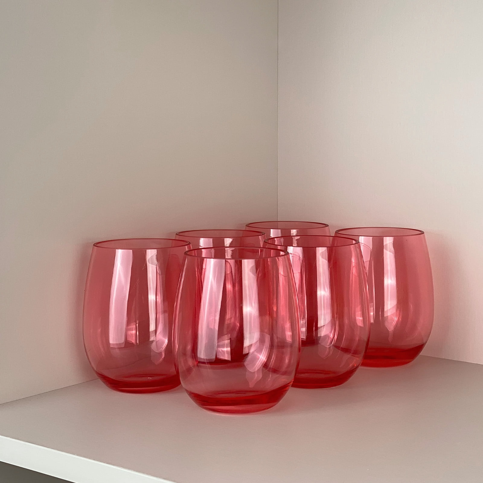 Set of 6 Acrylic Wine Glasses, 20-ounce Plastic Tumbler for Party Use,BPA Free,Dishwasher Safe (Red)