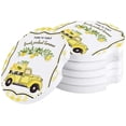 thumbnail image 1 of ZHANZZK Summer Truck and Fresh Lemon Yellow Plaid Set of 4 Car Coaster for Drinks, Absorbent Ceramic Stone Coasters Cup Mat with Cork Base for Home Kitchen Room Coffee Table Bar Decor, 1 of 5