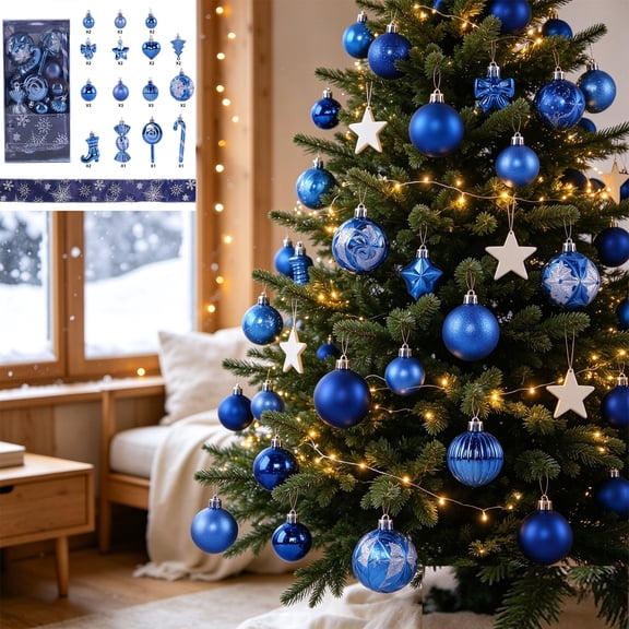 Qwtwty 30 Pcs Christmas Decorations Ornaments Set, Shatterproof Christmas Hanging Pendants for Xmas Tree Holiday Party Wedding Home Decorations