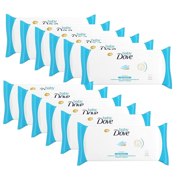 Dove Baby Wipes Rich Moisture, 50 Wipes 12 Pack