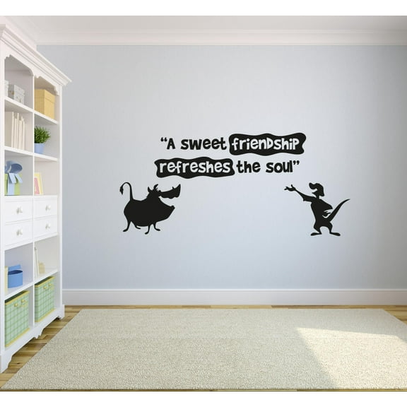 A Sweet Friendship Refreshes The Soul Lion King Disney Inspirational Quote Vinyl Wall Art Wall Sticker Wall Decal Decoration For Home Room Nursery Kid Room Boy Girl Kinder Wall Décor Size (18x20 inch)