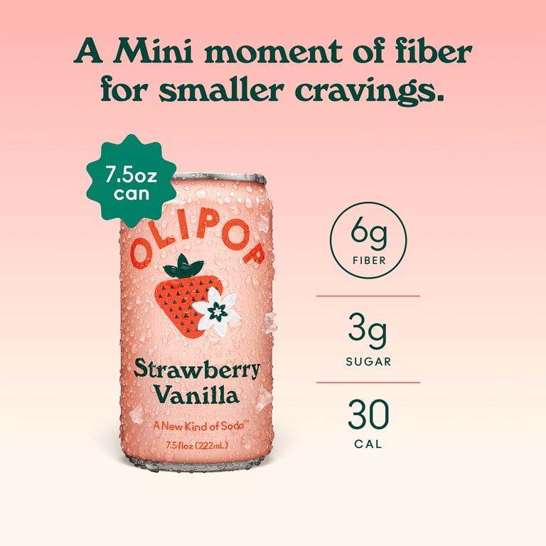 OLIPOP, Prebiotic Soda, 7.5 fl oz 6 Pack, Strawberry Vanilla