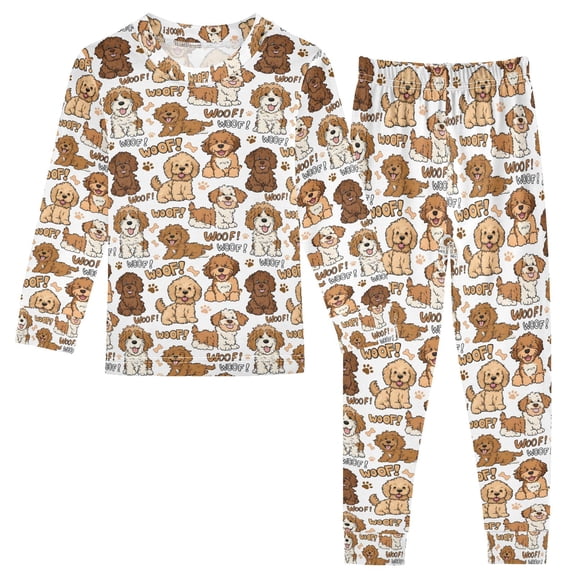 joogoo Doodle Golden Dogs 2 Piece Long Sleeve Tee and Pants Cotton Pajama Set 4T