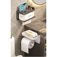thumbnail image 3 of Zhuge Soporte para papel higiénico, estante para rollos de papel, estante para caja de pañuelos, organizador de pared sin taladrar, gris C, 3 of 4