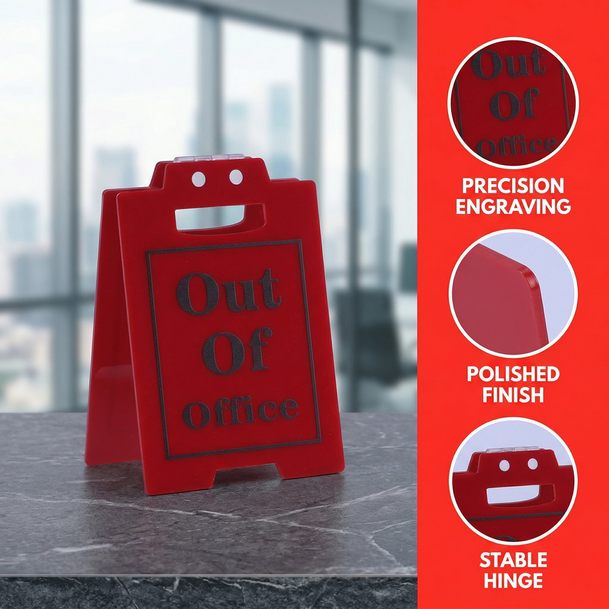 Unique Bargains Extra Stable Acrylic Desk Sign Gift Keepsake Block Red Style E 5.0in