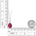 thumbnail image 3 of Gem Stone King 9.68 Cttw Pear Shape Red Created Ruby and White Moissanite Pendant Necklace for Women | 925 Sterling Silver and 10K Yellow Gold | With 18 inch Chain, 3 of 5