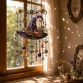 thumbnail image 3 of Voglyf Halloween Acrylic Suncatcher Wind Chime Hanging Witch Hat, Gothic Hanging Ornament with Pumpkin Potion Bottle Star Crystal, Window Pendant for Porch Bedroom Spooky Season Home Gift, 3 of 7