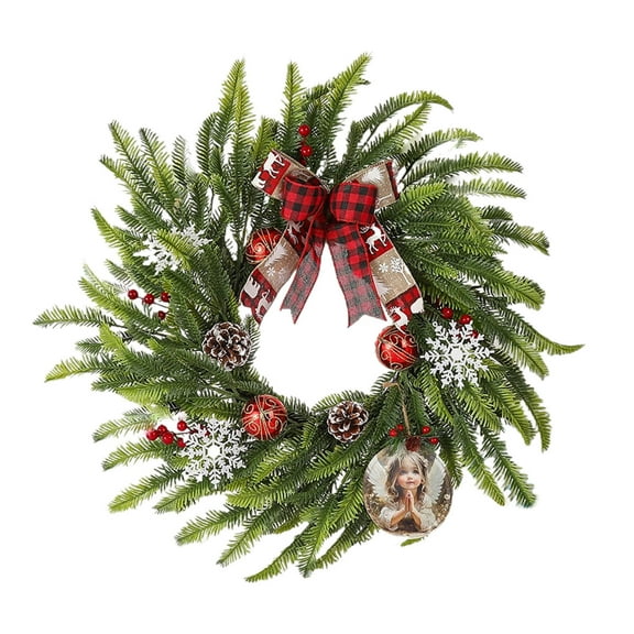 Hvmvliv 19.69in Christmas Wreaths for Front Door Outdoor Christmas Decoration Festival Wreaths Hanging Upside Down for Christmas Decoration Green