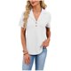 thumbnail image 2 of Xuyuer Womens Short Sleeve Collared Polo Tops V Neck Button Down Fitted Shirts Casual Fashionable Top, 2 of 8