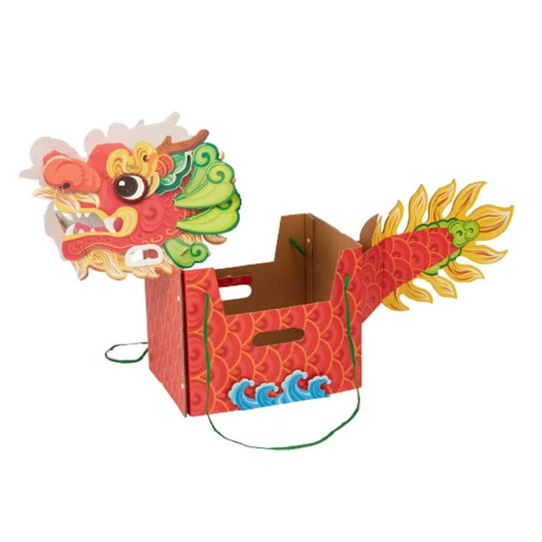 Dragón de papel chino, decoración de año Nuevo Chino, juguetes de dibujos animados, barco dragón de año Nuevo Chino para suministros para Fiesta al rojo con cabeza BLESIY Dragón hecho a mano