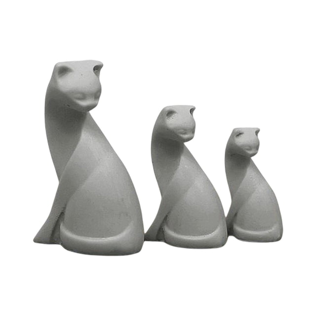 Colección de figuras de gatos pequeños a escala 1/12, estatua pequeña y linda, modelo de animal de simulación Gris