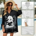 thumbnail image 6 of SCRAWLGOD Halloween Cute Ghost Women's Seven Quarter Sleeve Cardigan Shirt Size M V Neck Button Up Work Blouse Tops Open Front Cardigan for Women Summer, 6 of 7