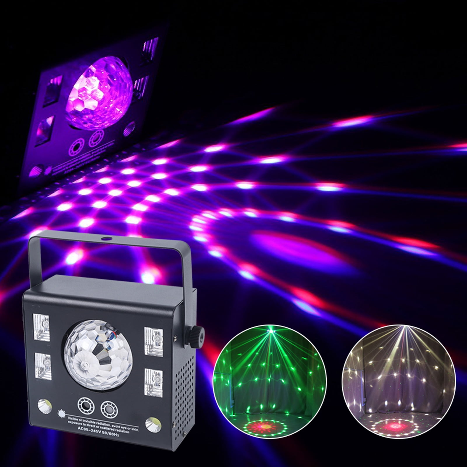 Miumaeov DJ Stage Light LED 4 in 1 Mixed Lighting Effect Strobe Ball Light Fixtures with Remote Comtrol