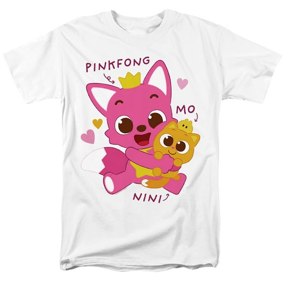 Pinkfong Nini and Mo Unisex Adult T Shirt, White, 2X-Large