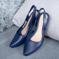 thumbnail image 4 of EKVAHL Women's Slingback Cutout Flats, Square Toe Closed Shoes, Low Block Heel Breathable Casual Dressy Office Daily Elegant Sandals Blue, 4 of 6