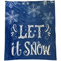Christmas Throw Blanket for Couch - 50" x 60", Let It Snow Soft Cozy Fleece Home Decor, Blue, White, Snowflakes, Living Room Sofa, Bed, Chair Decoration