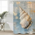 thumbnail image 2 of Small Stall Shower Curtain 48x72 Inch Narrow Half Size Conch Coastal Bath Curtains Bathroom Decor Summer Beach Nautical Ocean Waterproof Fabric Shower Curtain Set with Hooks 48 Inch, 2 of 6
