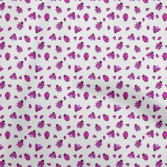 oneOone Silk Tabby Fuschia Pink Fabric Ladybird Diy Clothing Quilting Fabric Print Fabric By Yard 42 Inch Wide