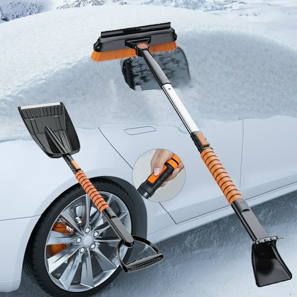 HEEYA Grattoir à neige avec grande tête de brosse de 32,6 cm, grattoir à  glace extensible et brosse à neige pour pare-brise de voiture, grattoir