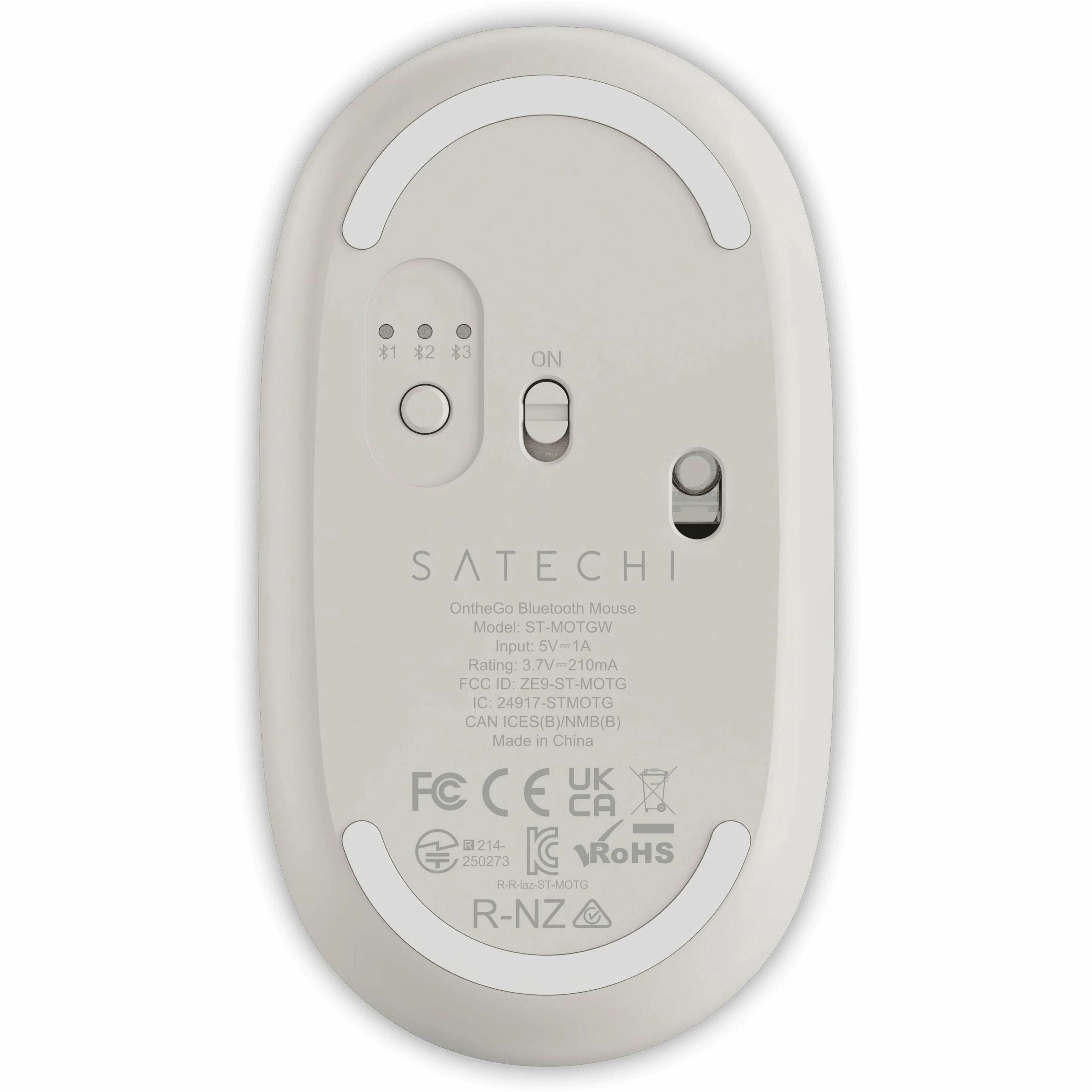 Satechi OntheGo Bluetooth Mouse with USB C Rechargeable Battery, Connect up 3 Devices, Compact and Portable Wireless Mouse for Laptop, Computer, Tablet - Sand