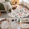 thumbnail image 5 of Round Area Rug 6 Ft, Grey Red Botanical Washable Non-Slip Circle Carpet for Living Room/Bedroom, Rustic Country Spring Floral Summer Leaf Low-Profile Indoor Mats Collection Rugs for Residential, 5 of 8
