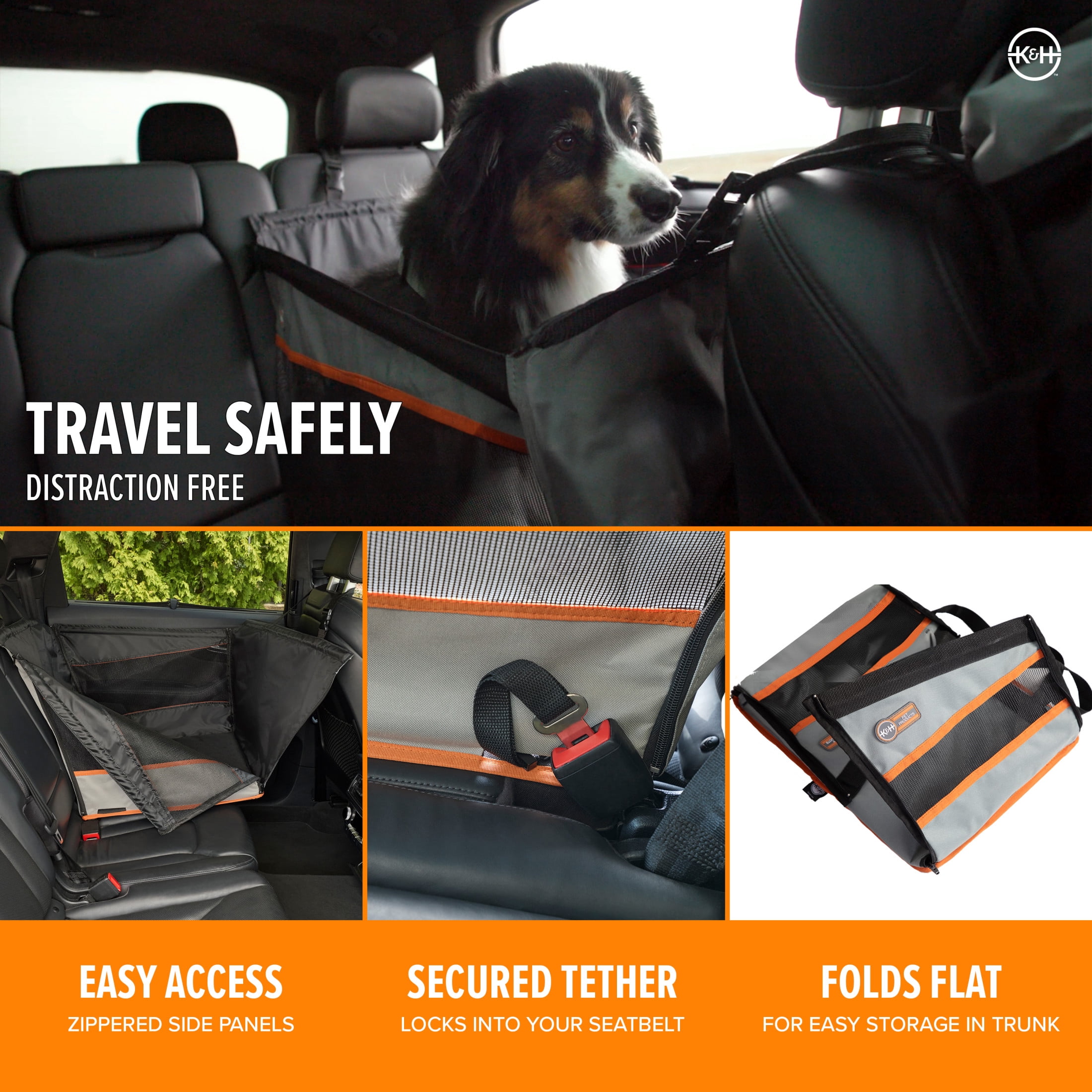 K&H Pet Products Buckle N' Go Dog Car Seat for Pets Gray Large 21 X 19 X 19 Inches