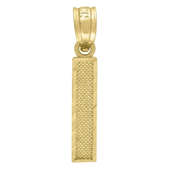 Pure 10k Yellow Gold Unisex Initial "I" Letter Pendant 0.7g Diamond Cut Charm