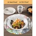 thumbnail image 3 of 15 Inch Round Placemats Set of 6, Happy Easter Non Slip Heat Insulation PP Table Mats, Spring Bunny Easter Eggs Floral Gray Wood Washable Place Mats for Kitchen Dining Party Table Decor, 3 of 7